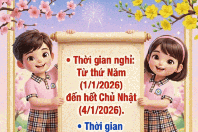 ​ THÔNG BÁO LỊCH NGHỈ TẾT DƯƠNG LỊCH NĂM 2026 -TRƯỜNG MẦM NON MỸ THẮNG
